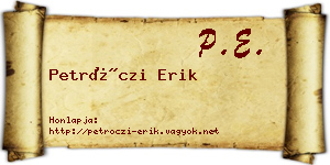 Petróczi Erik névjegykártya