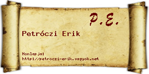 Petróczi Erik névjegykártya